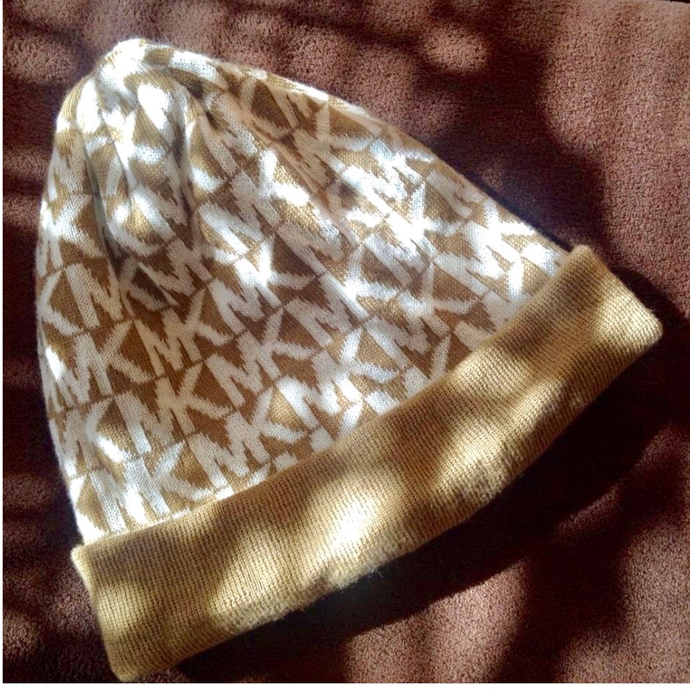 Beige and White MK Signature Logo